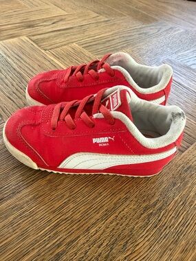 Puma Kids Red and White Roma Sneakers